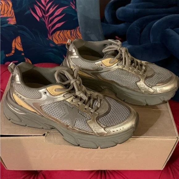 Golden Goose Silver and Gold Athletic Shoes - Picture 5 of 9